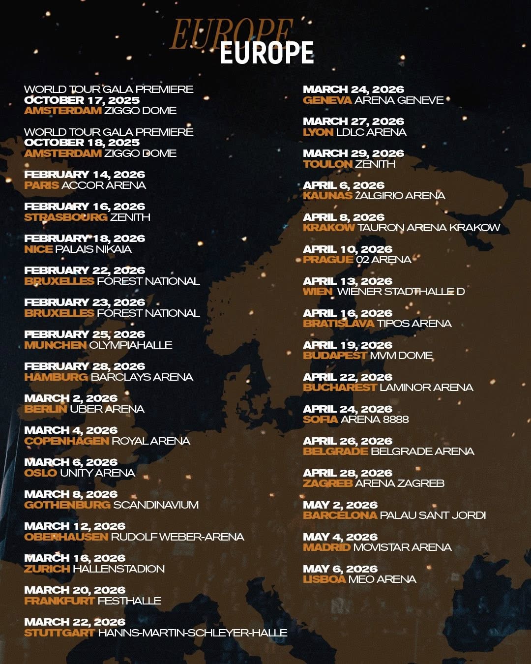 Affiche Eros Ramazzotti Una Storia Importante World Tour 2026–2027